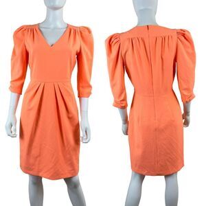 Black Halo Womens Size 6 Orange Livia Puff Sleeves Sheath NEW Dress FLAWED